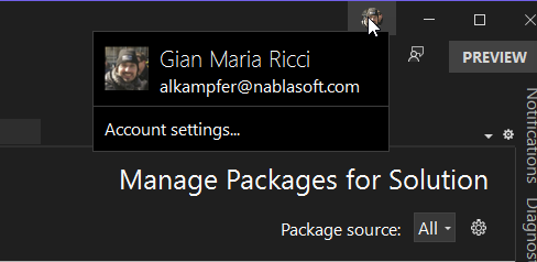 Manage logged credentials in Visual Studio