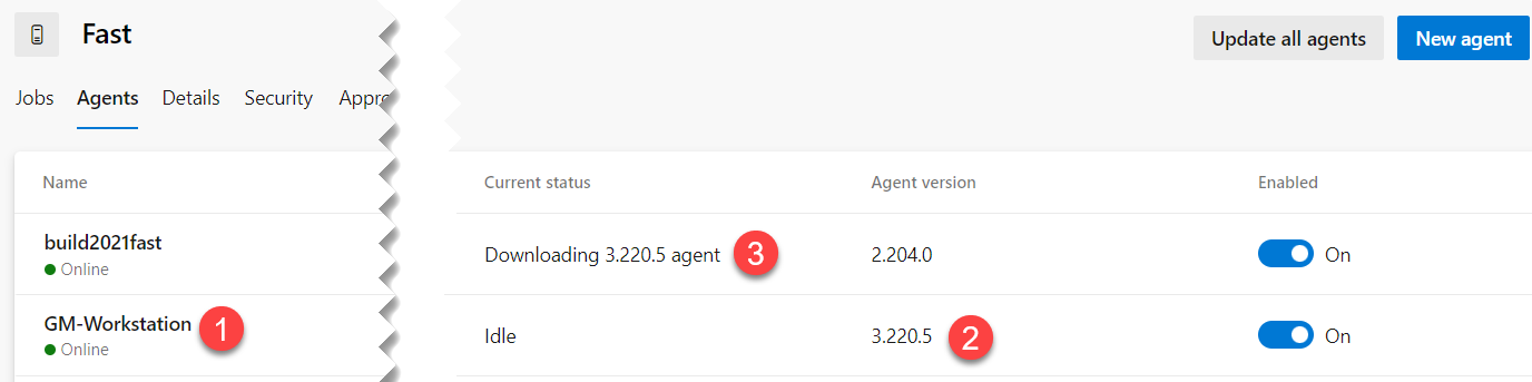 Agents updates one by one until everything is up to dat