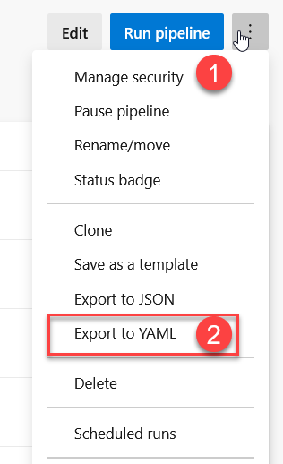 Export to YAML feature in pipeline detail page