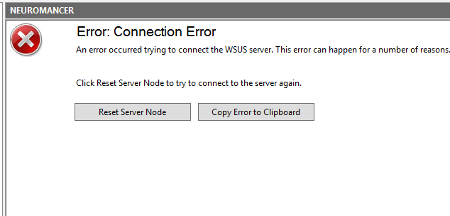 WSUS was unable to perform almost any operation