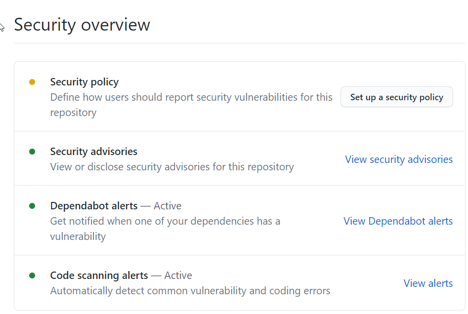 CodeQL result are available in security section