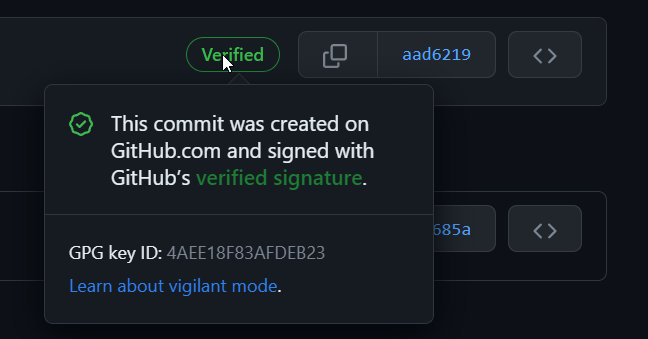 Commit is verified with GitHub internal PGP signature
