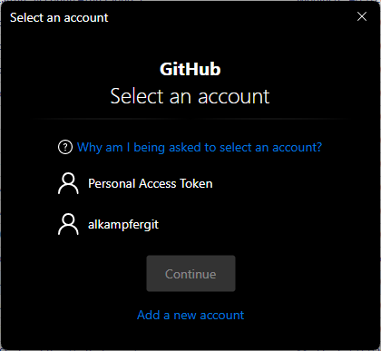 Command line interface suddenly opens a window asking you to select accounts