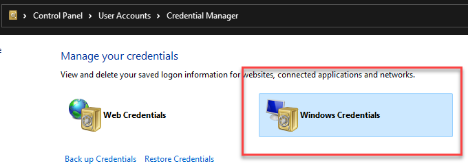 Windows Credentials manager allows you to manage stored windows credentials
