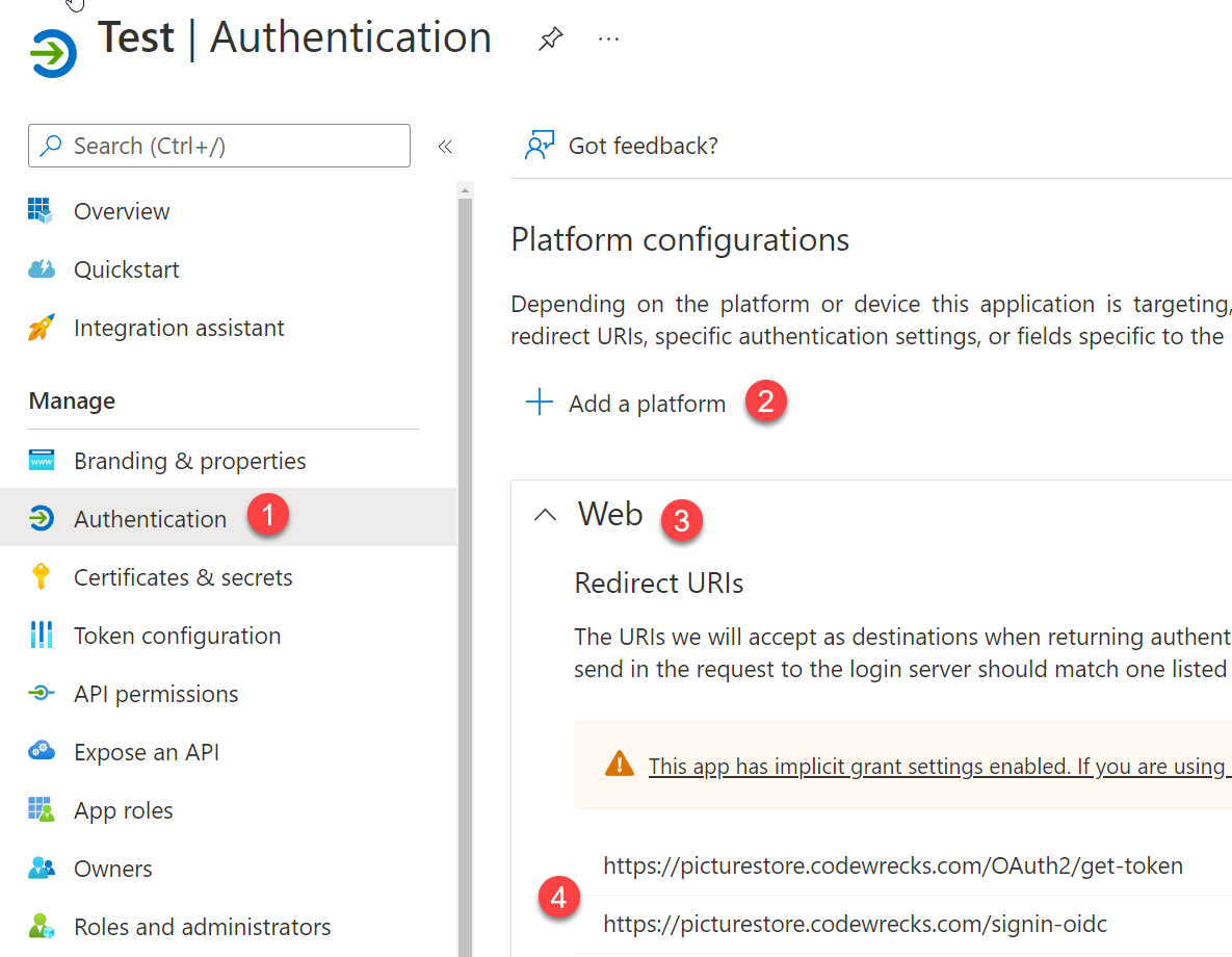 Add web authentication on the application
