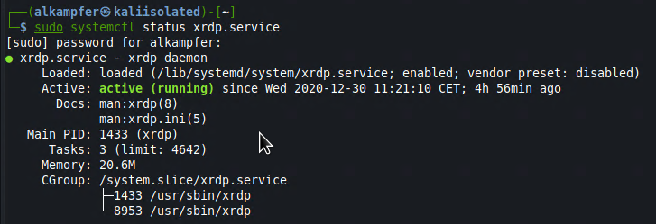 Xrdp service up and running